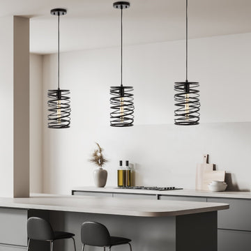 Helisa 7.25" Modern Contemporary Iron Spiral LED Pendant - JONATHAN Y
